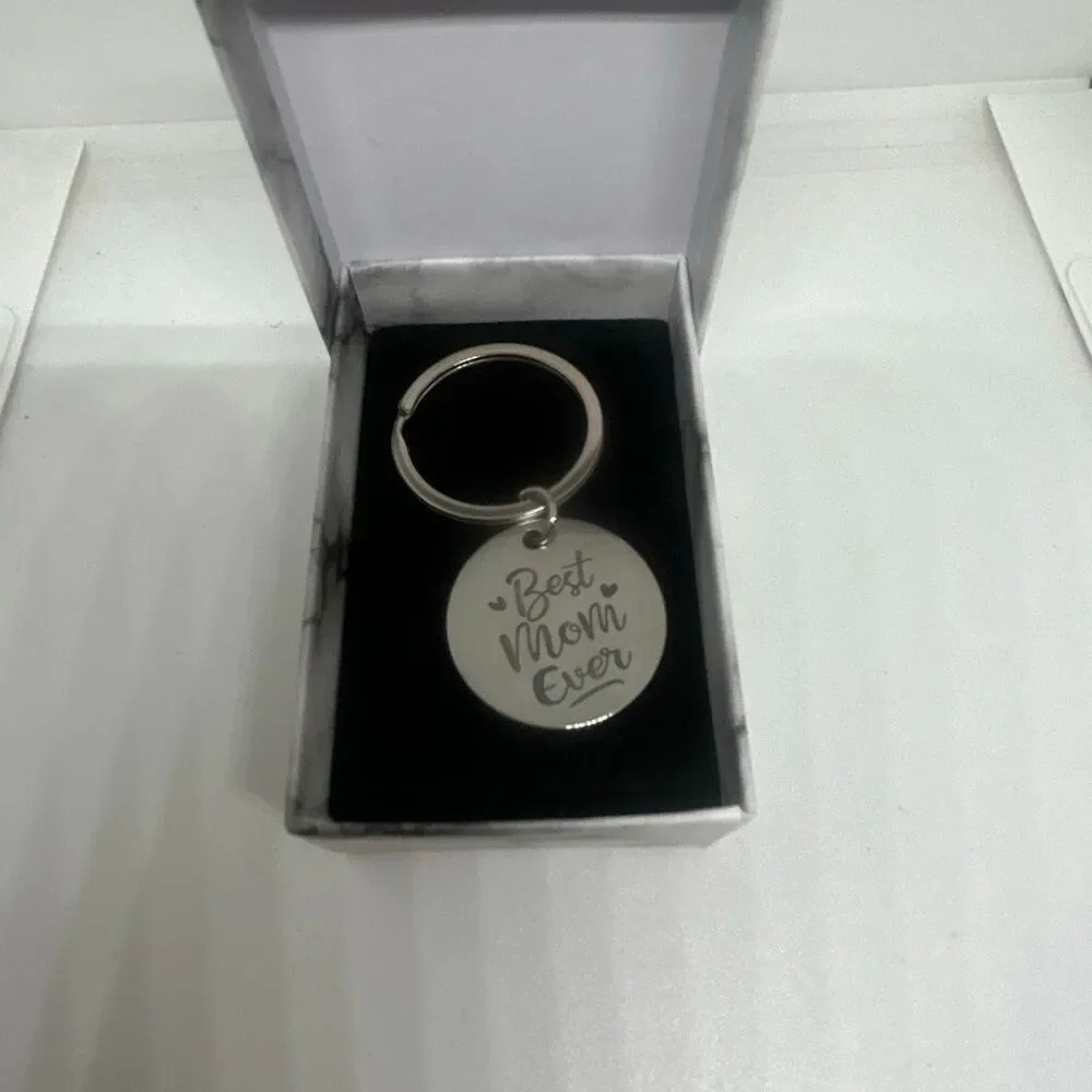 Best Mom Ever Keychain Gift Round Charm Mother’s Day